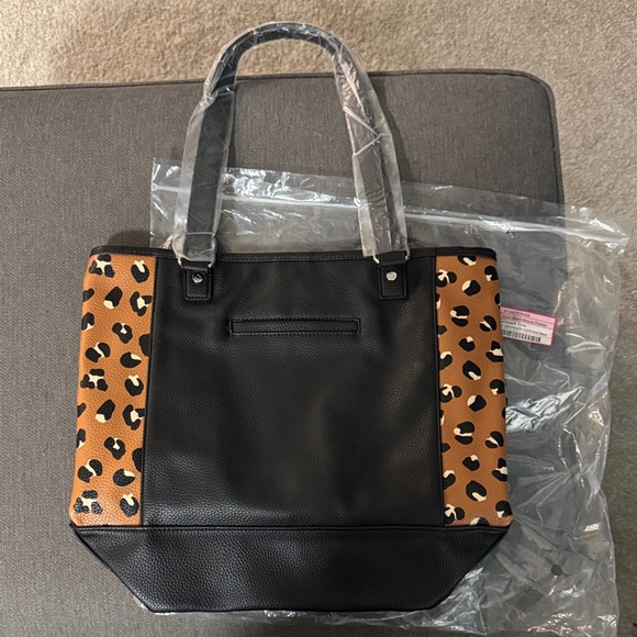 🆕 Thirty-One Black and Leopard Print Colorblock Tote - Picture 3 of 4